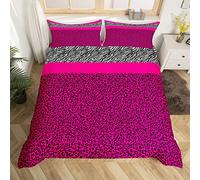 Pink Leopard Duvet Cover Set Single Size, Black White Zebra Print Bedding Set 2pcs for Kids Boys Girls Room Decor, Wild Animal Print Comforter Cover Cheetah Print Quilt Cover with 1 Pillowcase