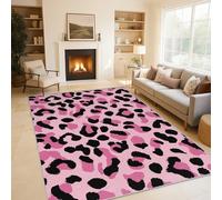 Pink Leopard Floor Mat 60x90 cm, Cheetah Print Rugs for Living Room Bedroom, Washable Non Slip Area Rugs, Pattern Small Carpet, Home Decor C20