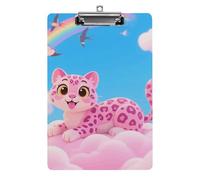 Pink Leopard in The Cloud Clipboard, A4 Acrylic Clipboards with Hanging Hook, Ultra Lightweight & Shatterproof Writing Board for Office, Nurses, 8.5" X 12.5"