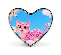 Pink Leopard in The Cloud Heart Pin, 1 Inch Metal Love Lapel Pins - Lightweight, Smooth Edges, Versatile Badge Brooch for Jackets, Shirts, Bags, Gifts for Friends, Family