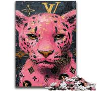 Pink Leopard Jigsaw Puzzles for Adults 1000 Jigsaws,Challenging Game And Family Play with Fully Interlocking Randomly Shaped Pieces (50X75cm)