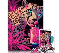 Pink Leopard Jigsaw Puzzles for Adults,for Educational Game Challenge Toy for Is Ideal As A Gift for The Whole Family 38x26cm