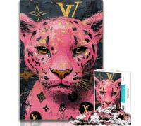 Pink Leopard Jigsaws 1000 Pieces for Teenagers,Family Game Stress Reliever Difficult Challenge Gifts for Friends And Family (38x26cm)