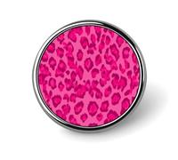 Pink Leopard Pattern Round Brooch for Men Women Fashion Badge Collar Pin Dress Jacket Backpack Accessories