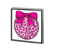 Pink Leopard Pattern Volleyball with Bow Unisex Brooches & Pins Square Lightweight Lapel Badge Jewelry for Clothing Shawl Hat