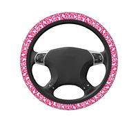 Pink Leopard Print Car Stretch Steering Wheel Cover Universal 15 Inch,Anti-Slip Steering Wheel Covers, Breathable For Suvs Trucks