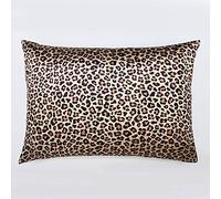Pink Leopard Print Satin Pillowcase for Hair And Skin Luxury Silk Printed Pillowcase 2 Pack Home Bedding Pillow Queen Standard Size With Zipper,Brown,Queen