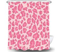 Pink Leopard Print Shower Curtain, Sexy Fancy Modern Simple Home Tub Bath Curtains, Cheetah Skin Pattern Bathroom Decor for Girl Shower Curtain Set with Hooks 69x72Inch