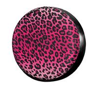 Pink Leopard Print Spare Tire Cover Waterproof Dust-Proof UV Sun Wheel Tire Cover Fit for Jeep,Trailer, RV, SUV and Many Vehicle 17 Inch