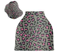 Pink Leopard Print Stretchy Baby Car Seat Cover,Canopy Nursing Covers,Soft Breathable Windproof Scarf Changepad for Winter Infant Breastfeeding Boys