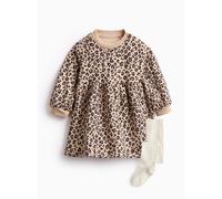 Pink Leopard Print Sweatshirt Dress & Tights 6-9 months