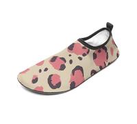 Pink Leopard Print Water Shoes for Women Men Barefoot Aqua Socks Slip-on for Beach Swim Surf Exercise