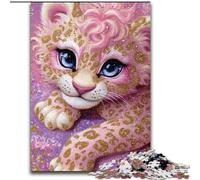 Pink Leopard Puzzles for Adults Teens 1000 Pieces, Brain Intelligence Challenge Addictive Toys for Home Decoration (50x75cm)