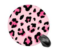 Pink Leopard Round Mouse Pad 7.8 Inch, Portable Gaming Mouse Mat with Non-Slip Rubber Base & Smooth Surface, Waterproof Mousepad for PC, Laptop, Computer, Office, Home