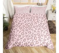 Pink Leopard Skin Duvet Cover Leopard Bedding Set For Kids Boys Girls Africa Cheetah Child Comforter Cover Ultra Soft Safari Animal Fur Bedspread Cover Double Size Zipper