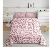Pink Leopard Skin Leopard Duvet Set For Kids Boys Girls Africa Cheetah Child Bedding Set Ultra Soft Safari Animal Fur Down Comforter Double Size