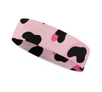 Pink Leopard Sports Sweatband 15" Polyester Hairband Absorbent Quick-Dry Headband for Running, Yoga