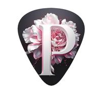 Pink letter p Printed pick set - 12 pieces, thin, medium and thick guitar picks, suitable for guitar, bass, electric guitar and ukulele