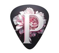 Pink letter pGuitar Picks, 12-Piece Pattern Set, Three Different Thicknesses for Acoustic Electric Guitar and Other Instruments