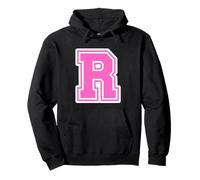 Pink Letter R Monogram Initial for First Name Last Name R Pullover Hoodie