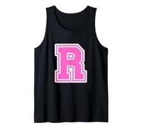 Pink Letter R Monogram Initial for First Name Last Name R Tank Top