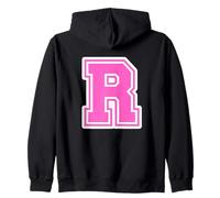 Pink Letter R Monogram Initial for First Name Last Name R Zip Hoodie
