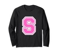 Pink Letter S Monogram Initial for First Name Last Name S Long Sleeve T-Shirt