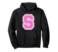 Pink Letter S Monogram Initial for First Name Last Name S Pullover Hoodie