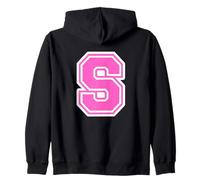 Pink Letter S Monogram Initial for First Name Last Name S Zip Hoodie