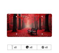 Pink License Plate Frame Autumn Serenity: A Bench In The Red Forest License Plate Silver License Plate Frame License Plate Frames Bl