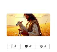 Pink License Plate Frame Jesus Holding A Lamb In The Golden Field License Plate Silver License Plate Frame License Plate Frames Bl