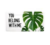 Pink License Plate Frame Monstera Heart: You Belong With Me License Plate Car Plate Cover Chevy License Plate Frame