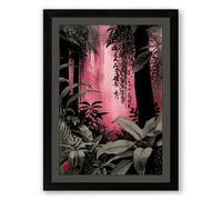 Pink Light Through Jungle Surrealism Framed Wall Art Print A1 (84.1×59.4cm) Black, Wall Decor for Living Room, Bedroom, Office & Home, Ready to Hang, Art Gift