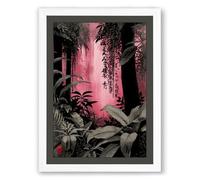 Pink Light Through Jungle Surrealism Framed Wall Art Print A1 (84.1×59.4cm) White, Wall Decor for Living Room, Bedroom, Office & Home, Ready to Hang, Art Gift