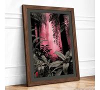 Pink Light Through Jungle Surrealism Framed Wall Art Print A2 (59.4×42cm) Walnut, Wall Decor for Living Room, Bedroom, Office & Home, Ready to Hang, Art Gift