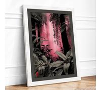 Pink Light Through Jungle Surrealism Framed Wall Art Print A2 (59.4×42cm) White, Wall Decor for Living Room, Bedroom, Office & Home, Ready to Hang, Art Gift