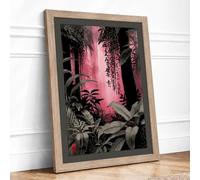 Pink Light Through Jungle Surrealism Framed Wall Art Print A4 (29.7×21cm) Oak, Wall Decor for Living Room, Bedroom, Office & Home, Ready to Hang, Art Gift