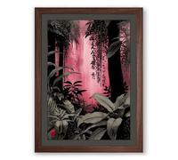 Pink Light Through Jungle Surrealism Framed Wall Art Print A4 (29.7×21cm) Walnut, Wall Decor for Living Room, Bedroom, Office & Home, Ready to Hang, Art Gift