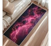 Pink Lightning Washable Runner Rug for Hallway 60x150cm, Sky Clouds Thunderstorm Carpet Runners Hallways Indoor Entrance Game Room Kitchen Bedroom Bedside, Soft Thin Non Slip for Home Decor b1&146