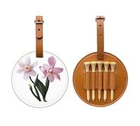 Pink Lily Brown Printed golf tee storage bag - portable design, easy to organize tee