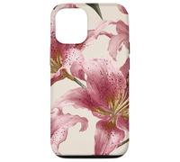 Pink Lily Flower Botanical Painting Aesthetic Floral Pattern Case for iPhone 12/12 Pro