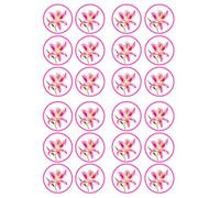 Pink Lily Flower Cupcake Toppers - 24 x 4cm/1.5 Inch Round Edible Floral Decorations for Cakes, Cupcakes & Spring Celebrations - Uncut Wafer Paper Discs