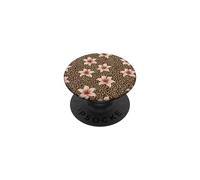 Pink Lily Leopard Print Floral Brown Animal Pattern Art PopSockets Adhesive PopGrip