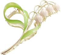 Pink Lily of The Valley Flower Hair Clips, Large Metal Claw Clip,Orchid Clamps,Lily Jaw Clamp Styling Accessories for Thick Thin,Clips and Barrettes