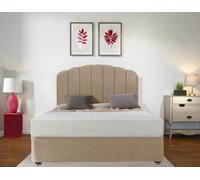 Pink Linen Look King Size Bed Set with 26" Curved Headboard,10"Coil Mattress & 2 Drawer DECORE4U LTD Camel Small Double