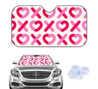 Pink Lines Valentine's Day Car Windscreen Cover Sunshades, Frost Car Windshield Cover for Winter, Accessories Anti Freeze Windscreen Gifts Screen Protector From Ice Windshield for Suv Van (145× 80 cm)