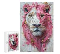 Pink Lion Art Print Puzzle 1000 Teile Schwer Puzzle Spielzeug Lernspiel Impossible Herausforderungsspielzeug Für Erwachsene Kinder 1000 PCS