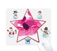 Pink Lip Hearts Valentine's Day Christmas Snowman Family Star Mouse Pad