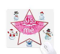 Pink Lip Kiss Me Valentine's Day Christmas Snowman Family Star Mouse Pad