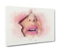 Pink Lips Breaking Through Canvas Print | Gallery Wrapped 30mm Frame Wall Art | 24x16 inches | Ready to Hang | Abstract Picture | Living Room Bedroom Lounge Office